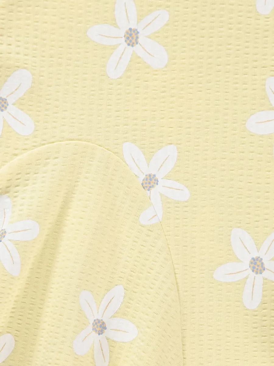 Yellow Daisy Ribbed Dress