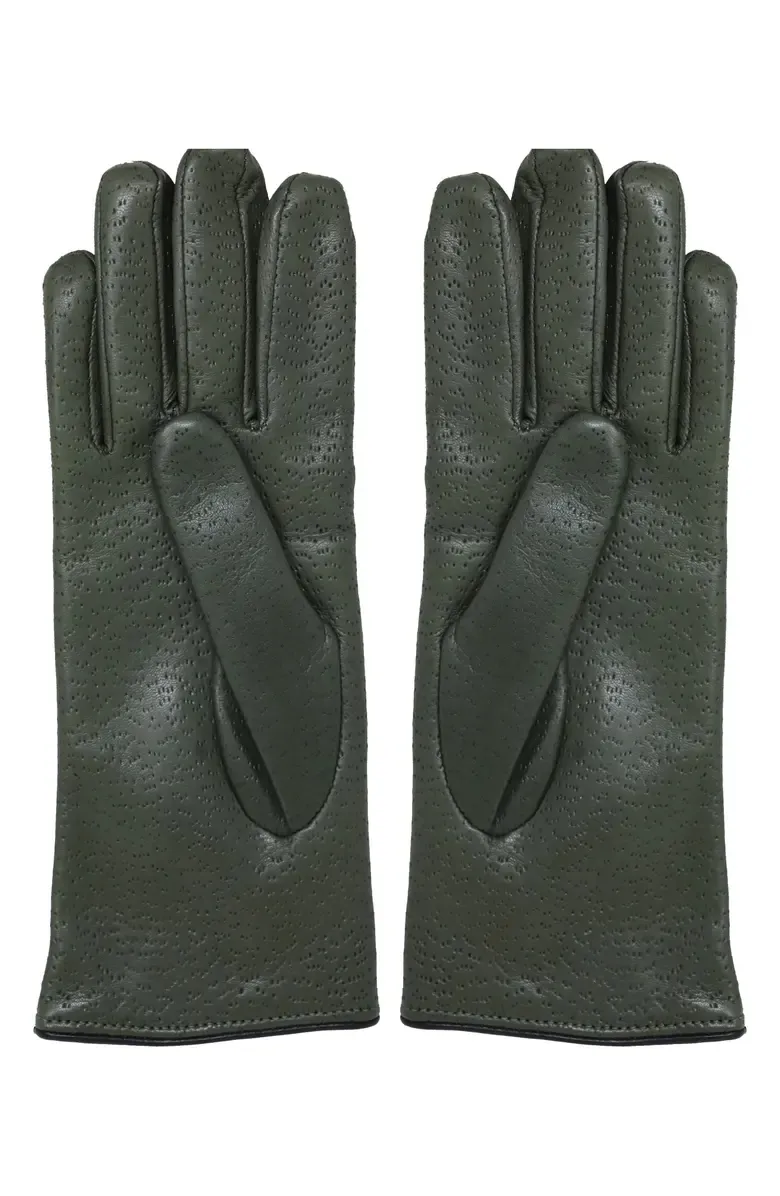 Olive Green Lined Leather Gloves