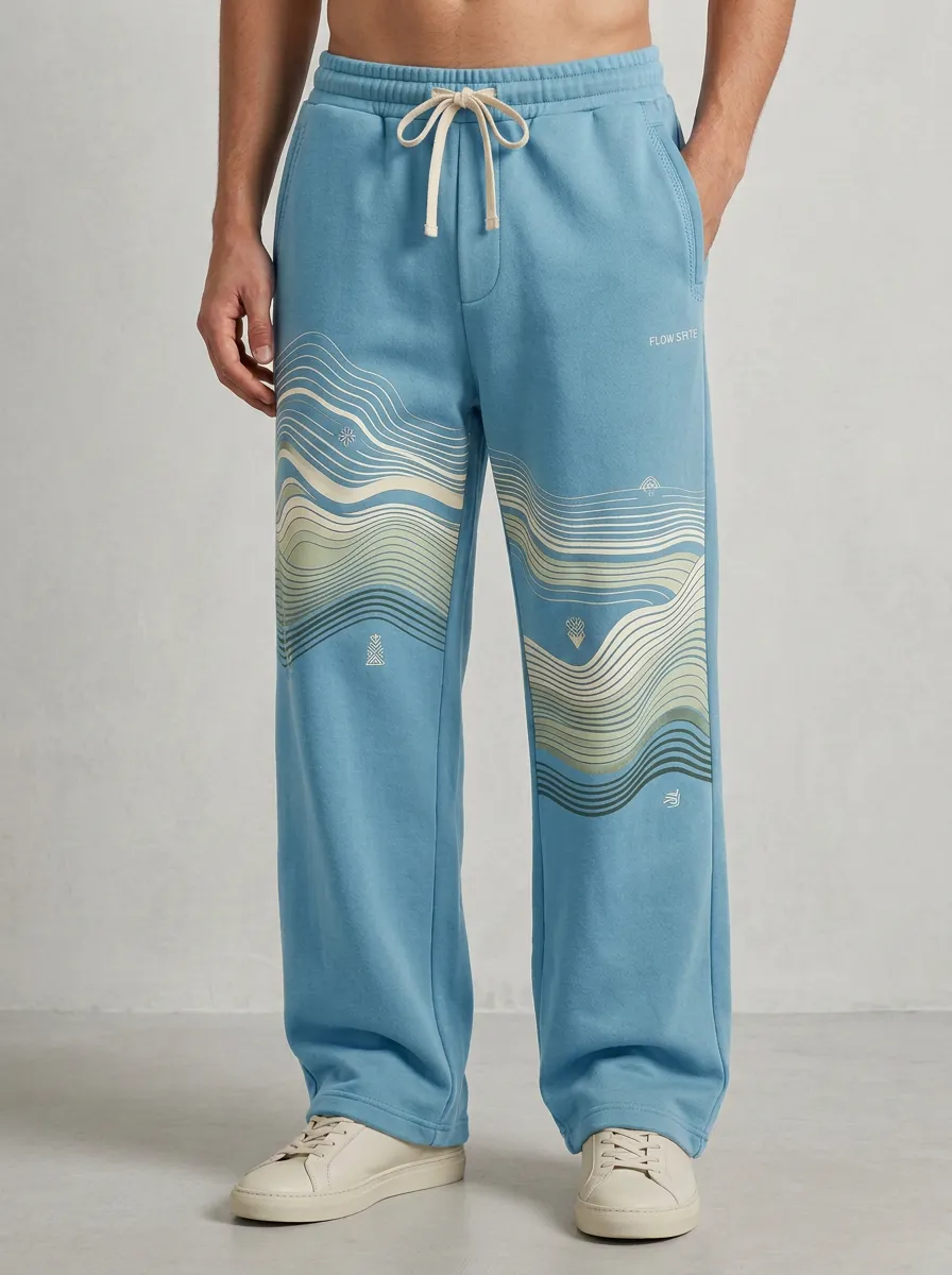 Unisex Topographic Wave Graphic Joggers