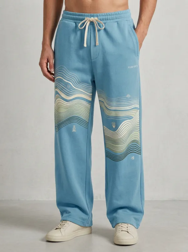 Unisex Topographic Wave Graphic Joggers