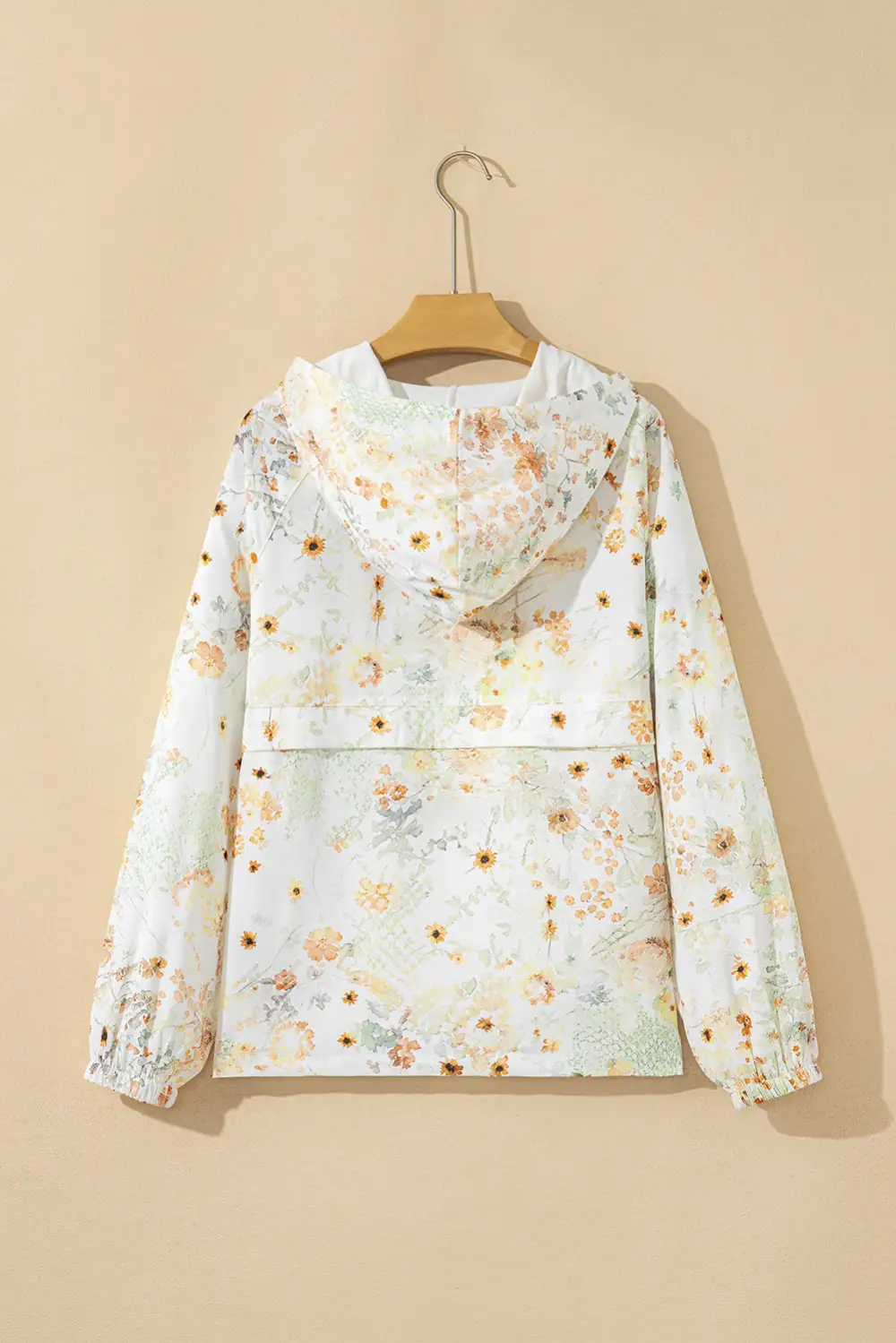 Women's Floral Print Long Sleeve Zip Detail Top
