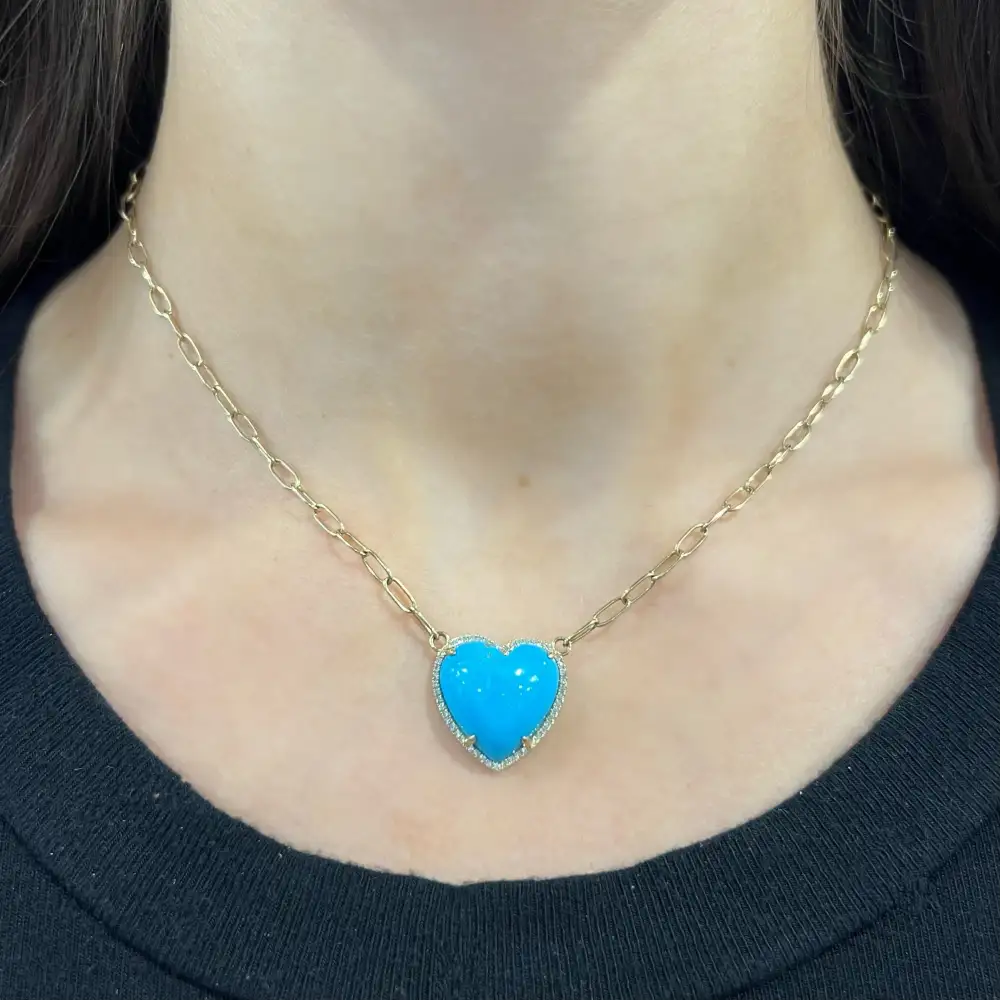 Heart Diamond Turquoise Necklace