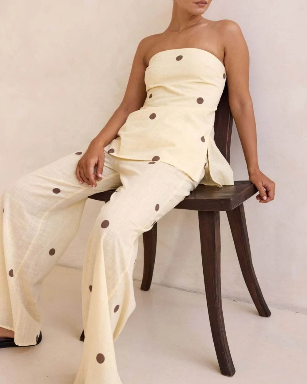 Strapless Polka Dot Top and Pants Set