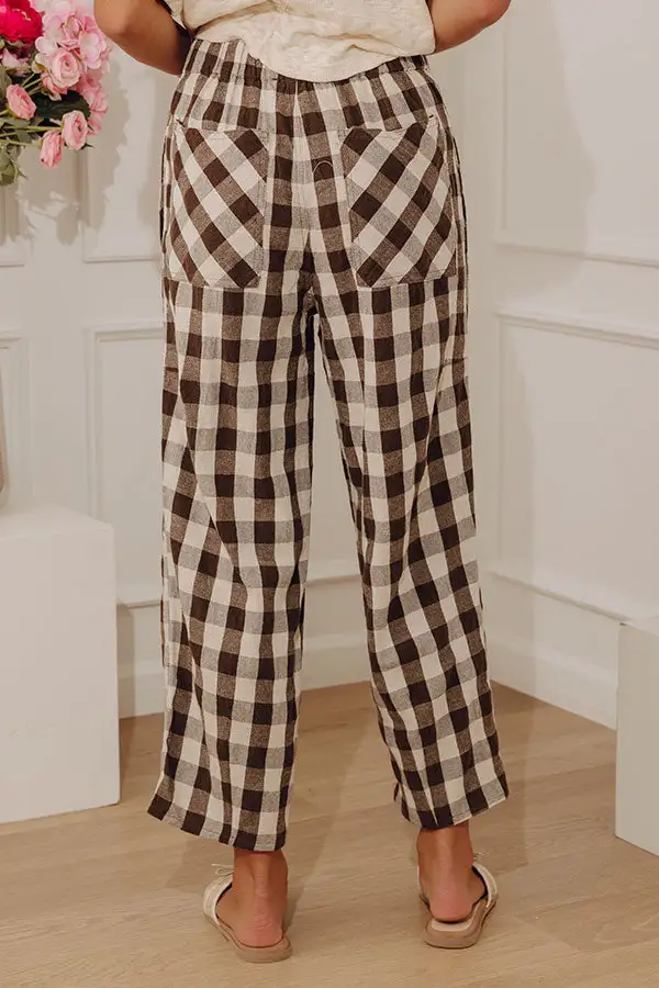 The High Waist Gingham Barrel Leg Pants