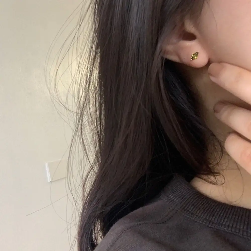 K Gold Plated Zircon Geometric Earrings