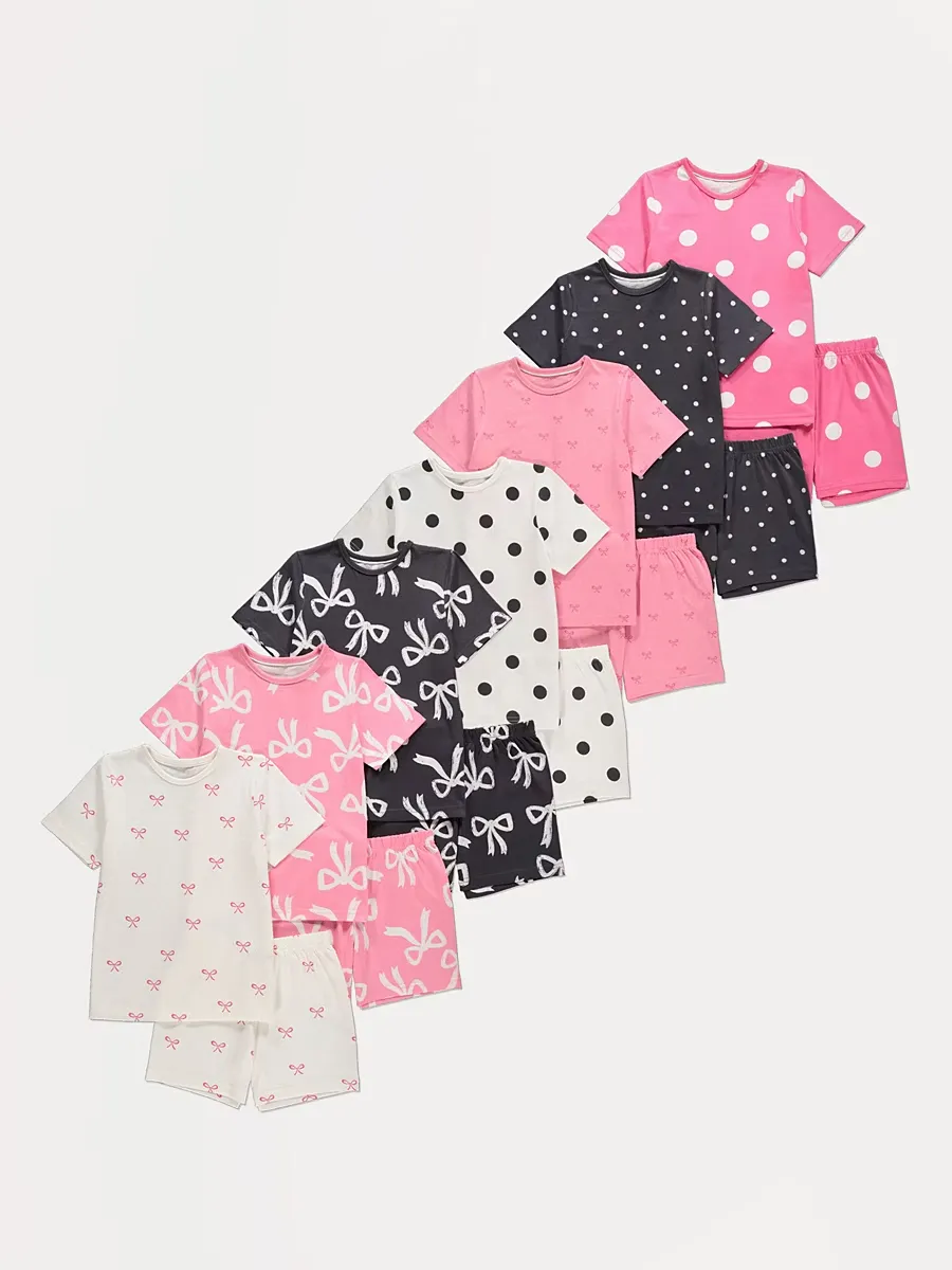 Bow and Spots Short Pyjamas 7 Pack