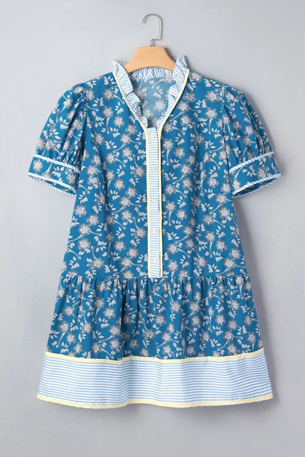 Floral Striped Button Front Dress Casual