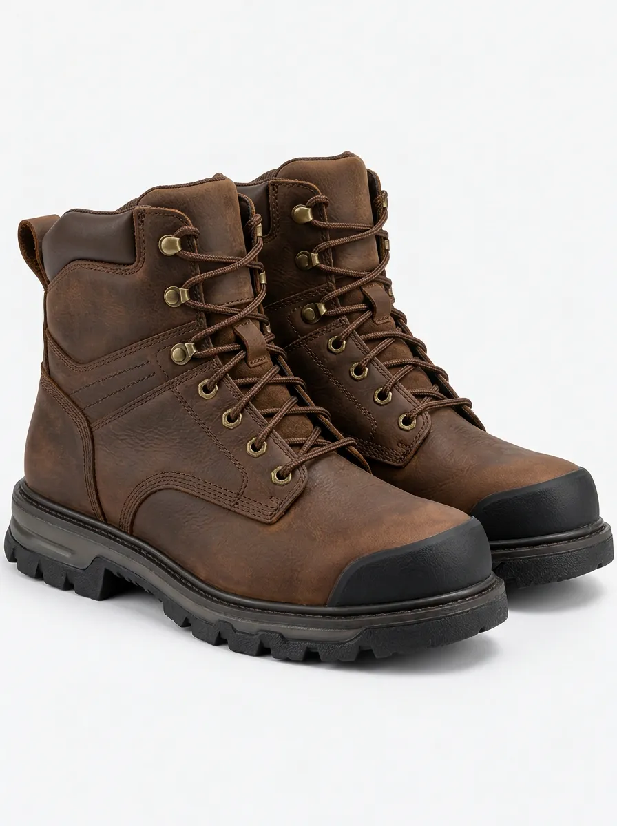 Men's Brown Workwear Boots with Waterproof Finish