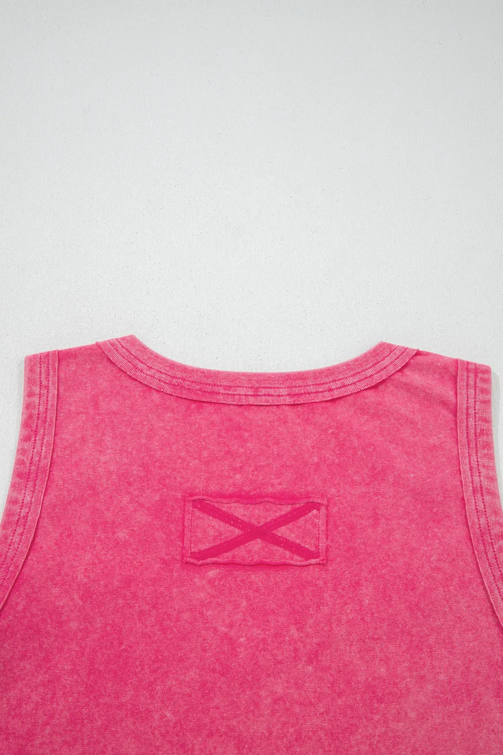 Rose Red Mineral Wash V Neck Tank Top