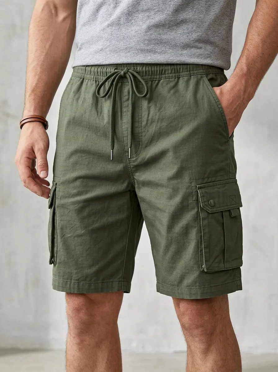 Contemporary Multi-Pocket Casual Cargo Shorts