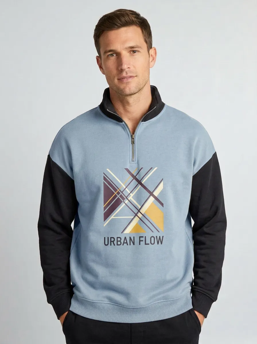 Relaxed Half-Zip Geometric Men's Half-Zip Sweatshirt