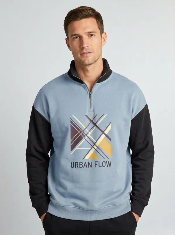 Relaxed Half-Zip Geometric Men's Half-Zip Sweatshirt