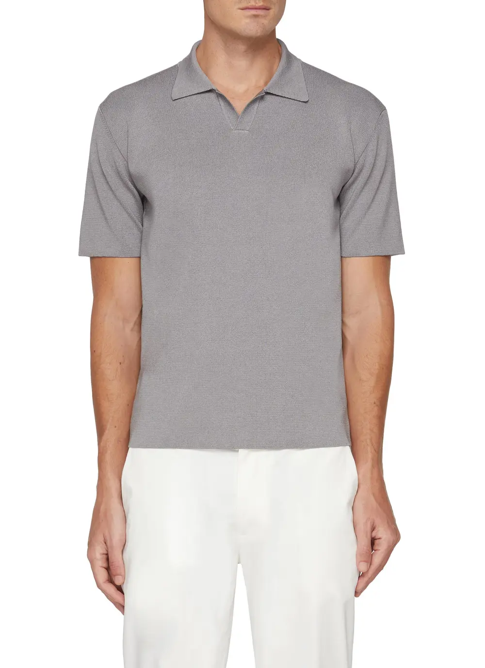 Basic Breathable Minimalist Style Grey Polo Shirt