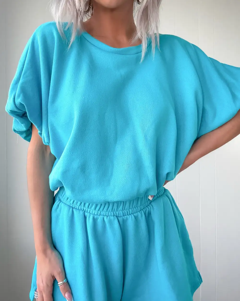 Cropped French-Terry Woven Top