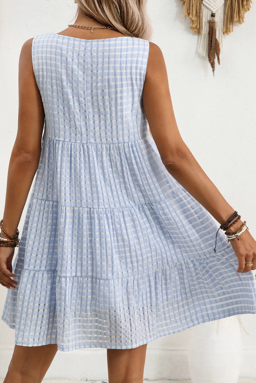 Subtle Tiered Tie Detail Mini Dress