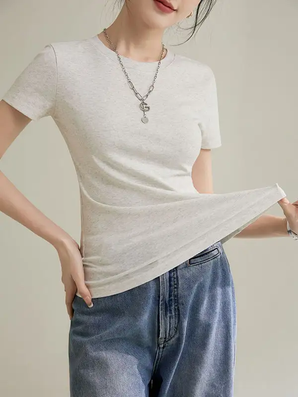 Short Sleeve Slim Fit Round Neck T-Shirt