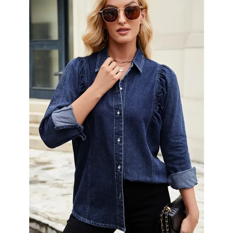 Button-Down Collared Denim Shirt