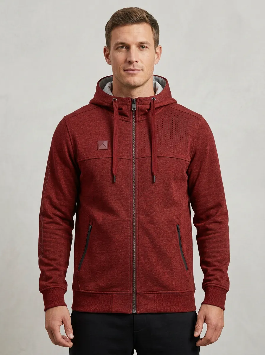 Men's Perforated Hooded Zip-Up Sports Jacket