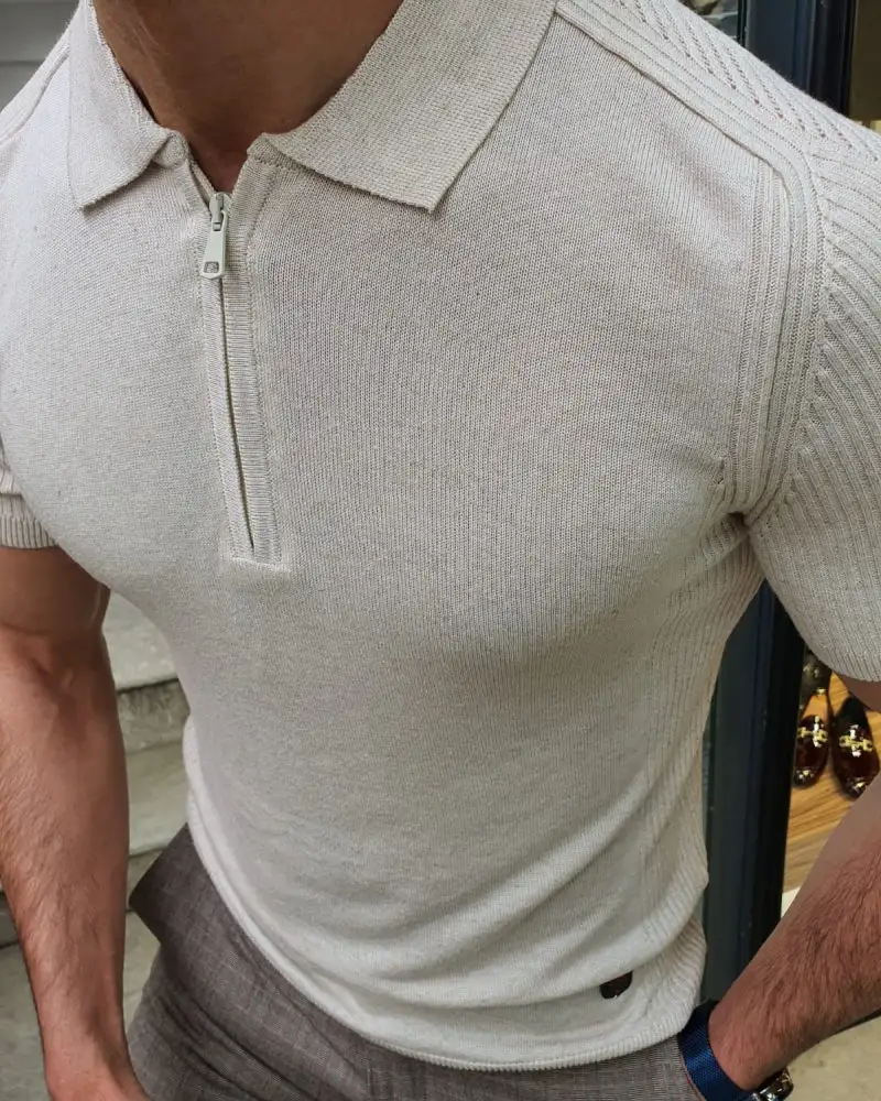 Refined Collared Slim Fit Knit Cotton T-Shirt