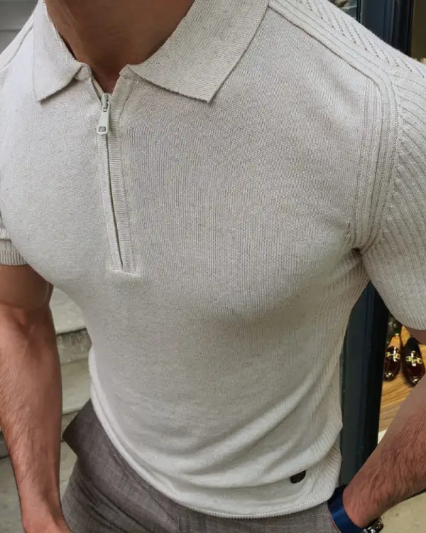 Refined Collared Slim Fit Knit Cotton T-Shirt