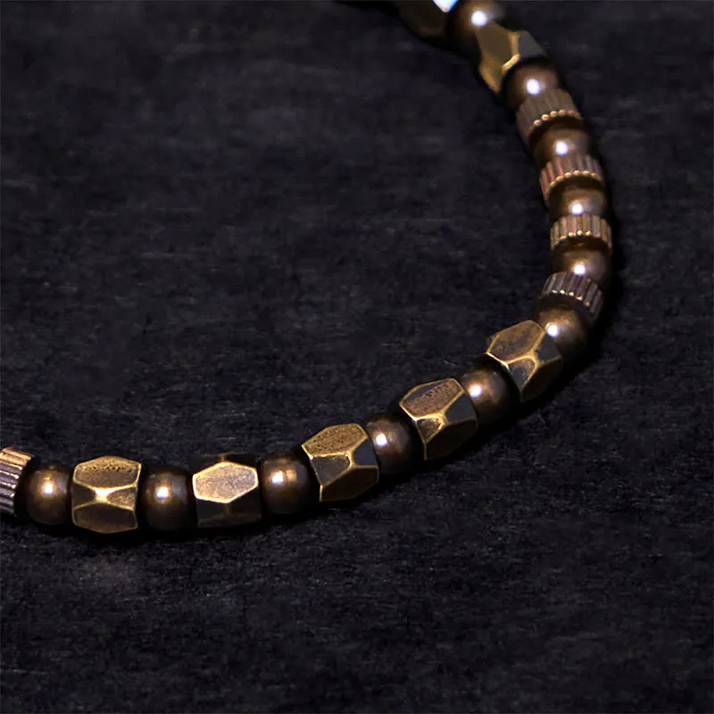 Retro Distressed Irregular Design Copper Brass Bracelet