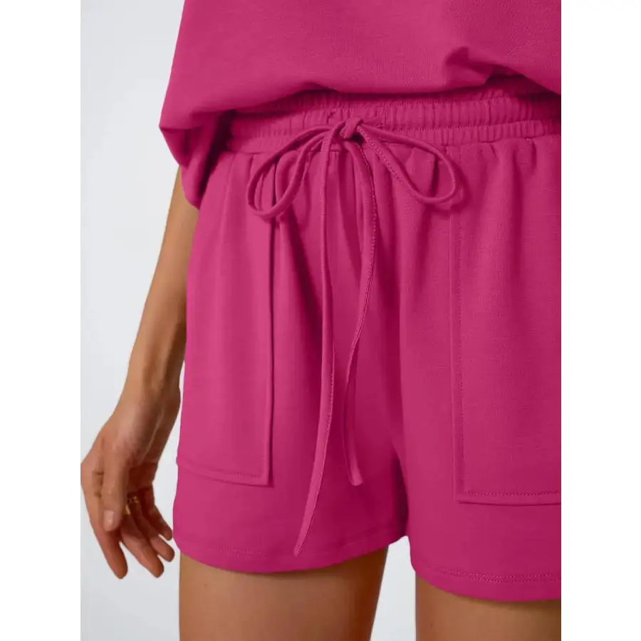 Relaxed Round Neck Cap Sleeve Top and Shorts Set