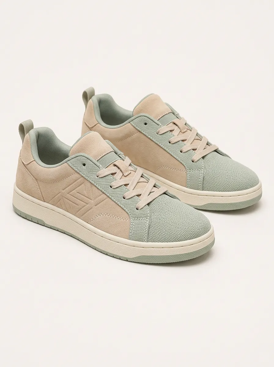 Men's Geometric Pattern Suede Knitted Skate Shoes