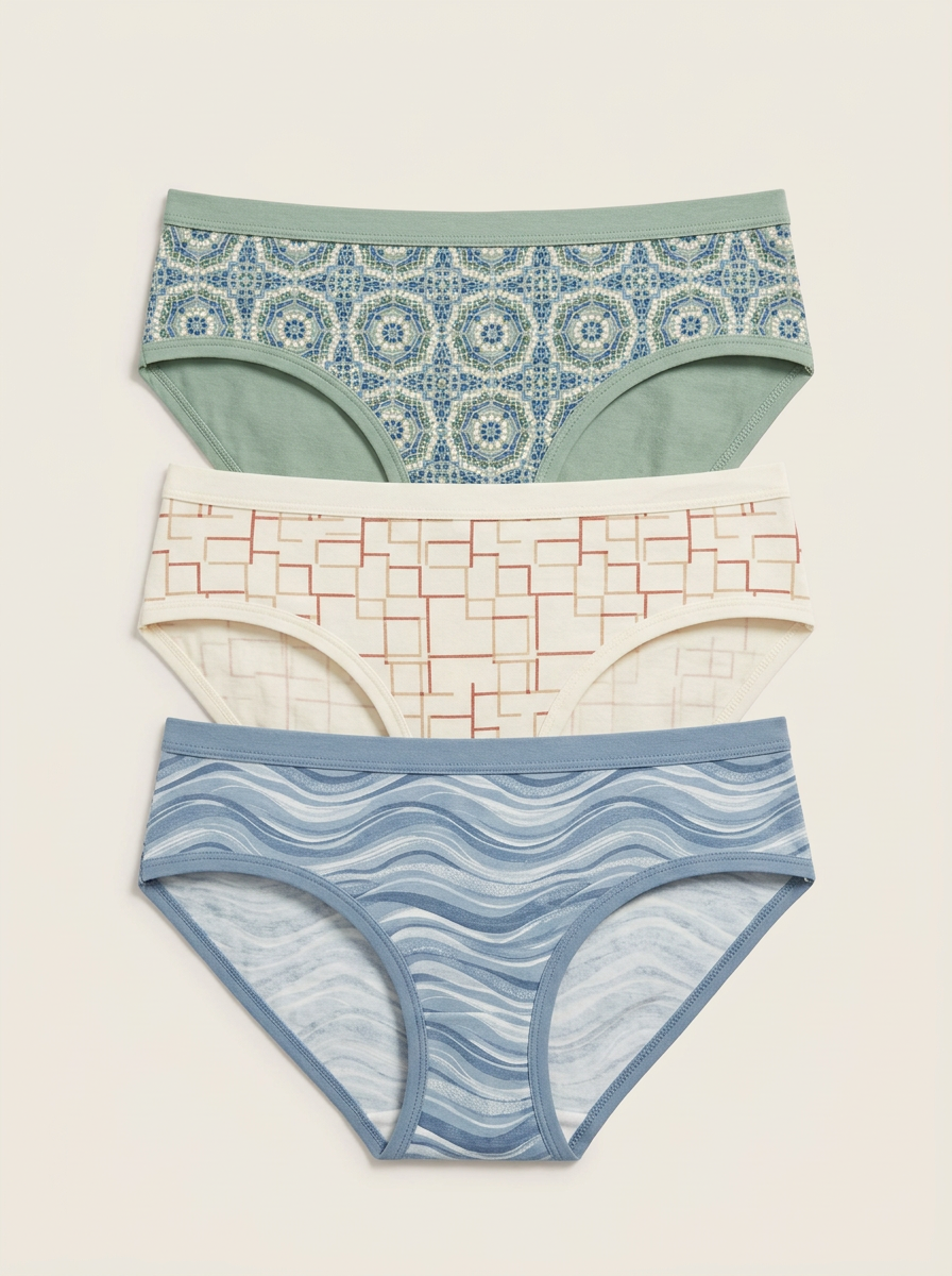 Women's Geometric Floral Wave Three-Pack Briefs