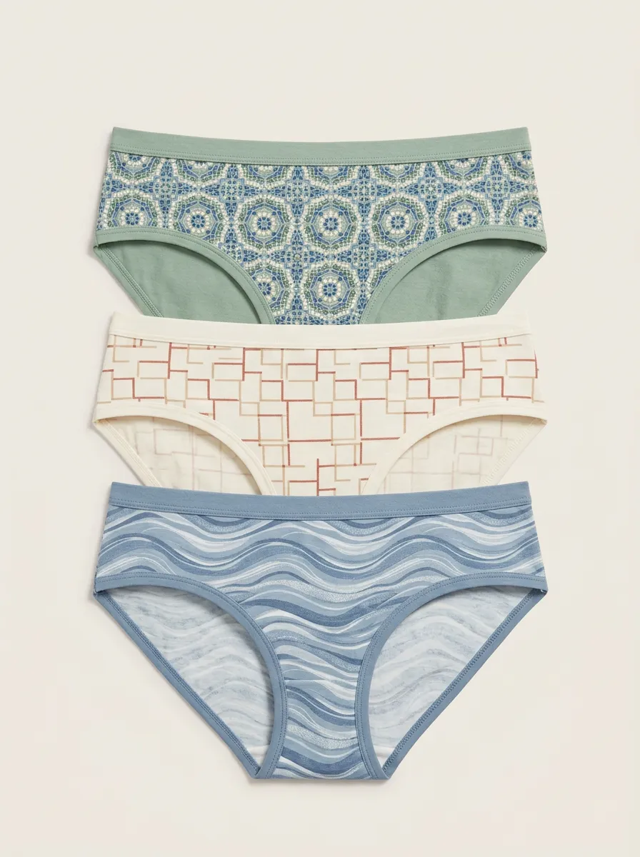 Women's Geometric Floral Wave Three-Pack Briefs