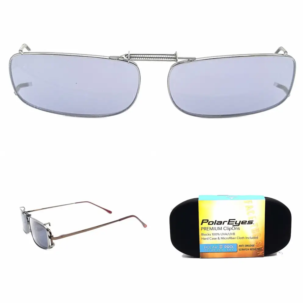 Amber Lens 54mm Rectangular Polarized Clip-On Sunglasses