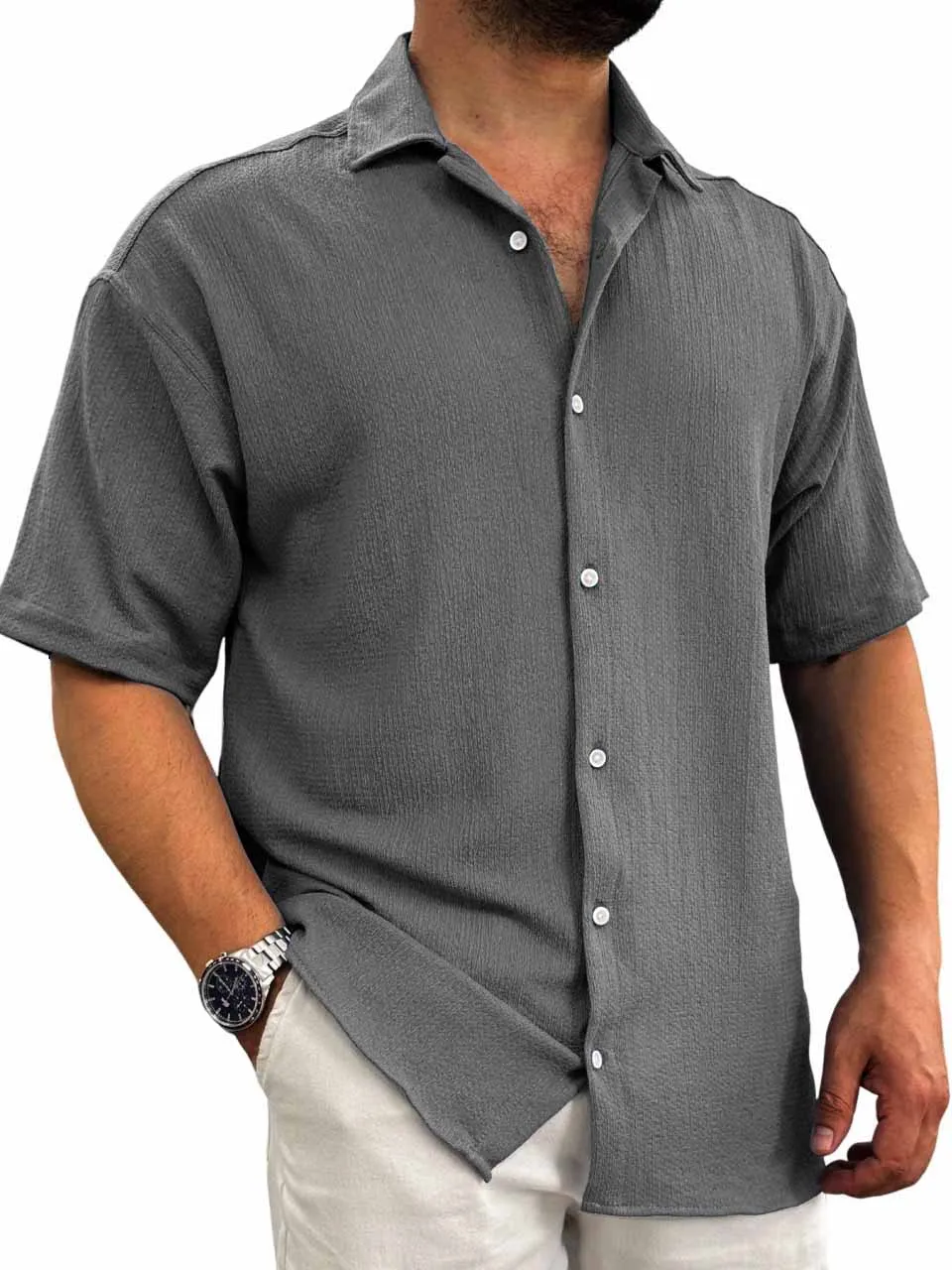 Layered Short Sleeve Button Front Shirt