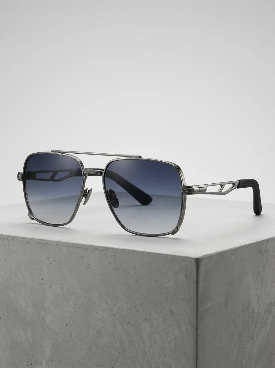 Men's Retro Aviator Gradient Lens Metal Frame Sunglasses