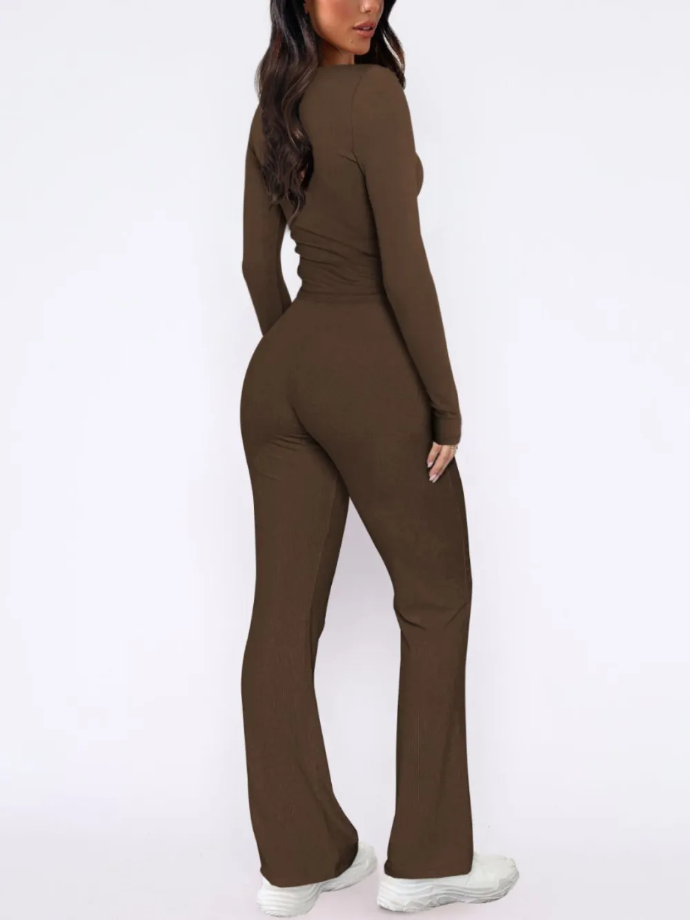 V-Neck Long Sleeve Top And Pants Set