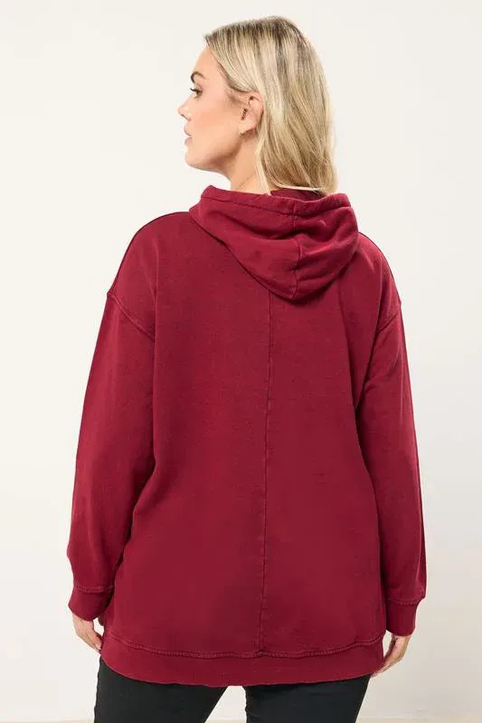 Red Embroidered 'New York' Hoodie