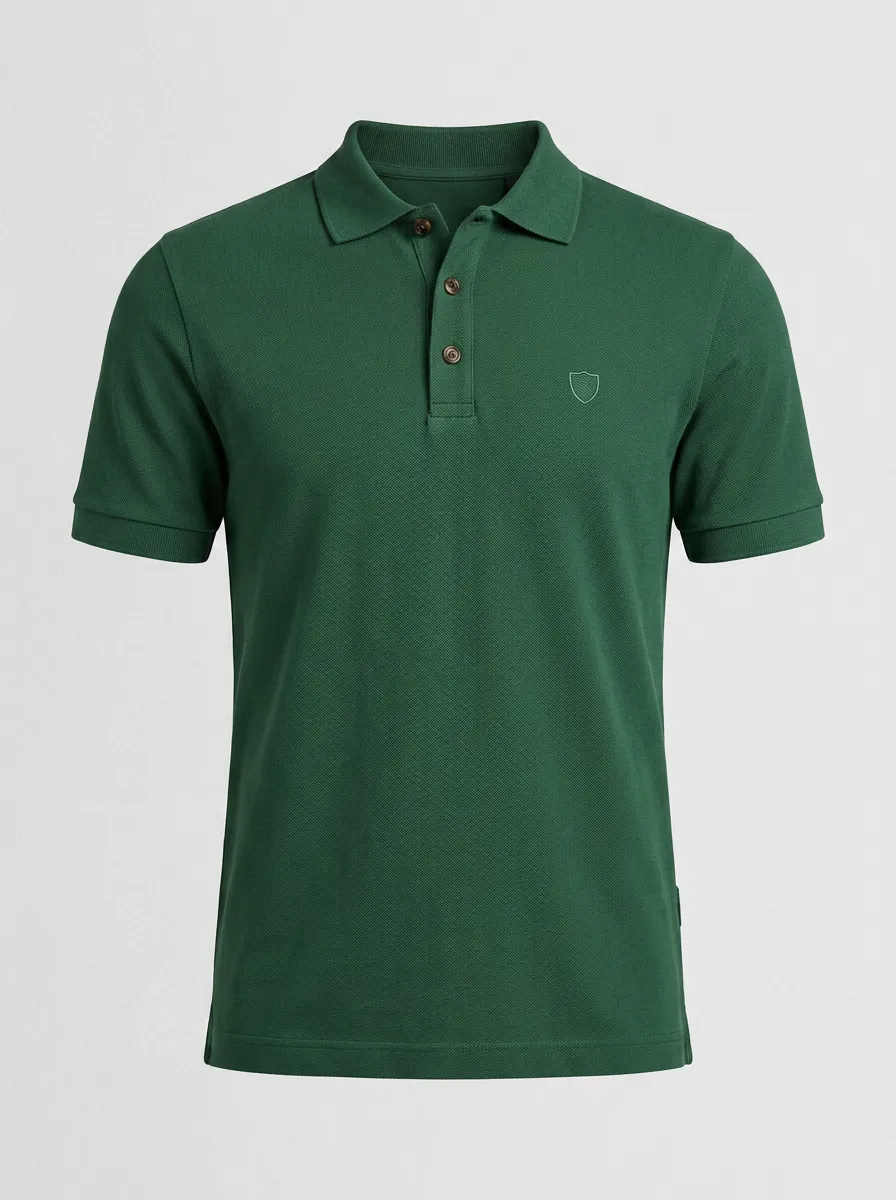 Refined Shield-Detail Men's Polo Shirt