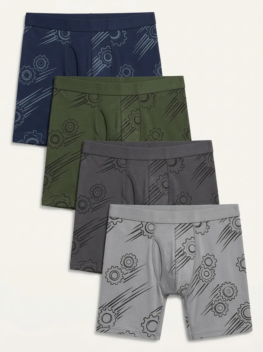 Men's Gear Pattern Contour-Pouch Boxer Briefs Set