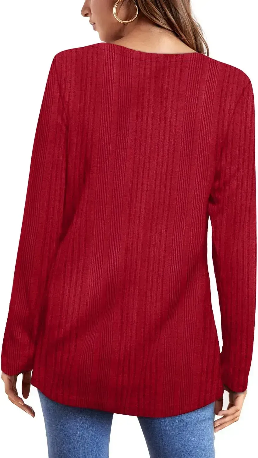 OFEEFAN Long Sleeve Shirts for Women Lightweight Crew Neck Casual Tunic Tops