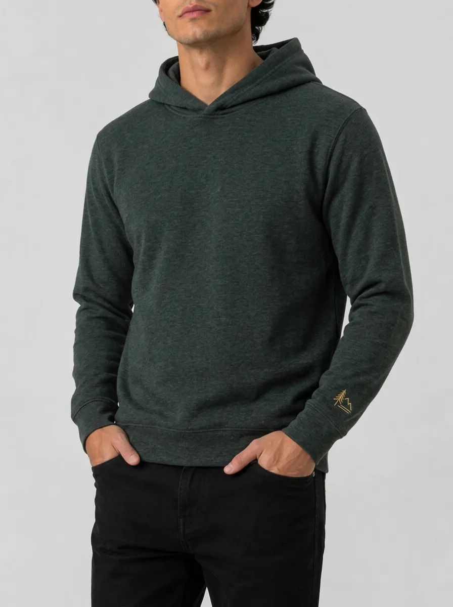 Men's Mountain Pine Tree Graphic Pullover Sleeve-Detail Hoodie