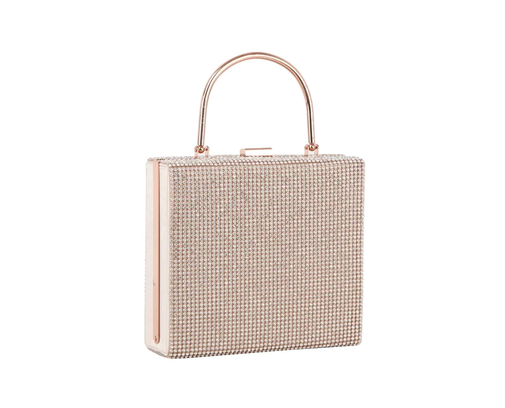 Crystal Accent Chain Accent Pocketed Evening Clutch Bag
