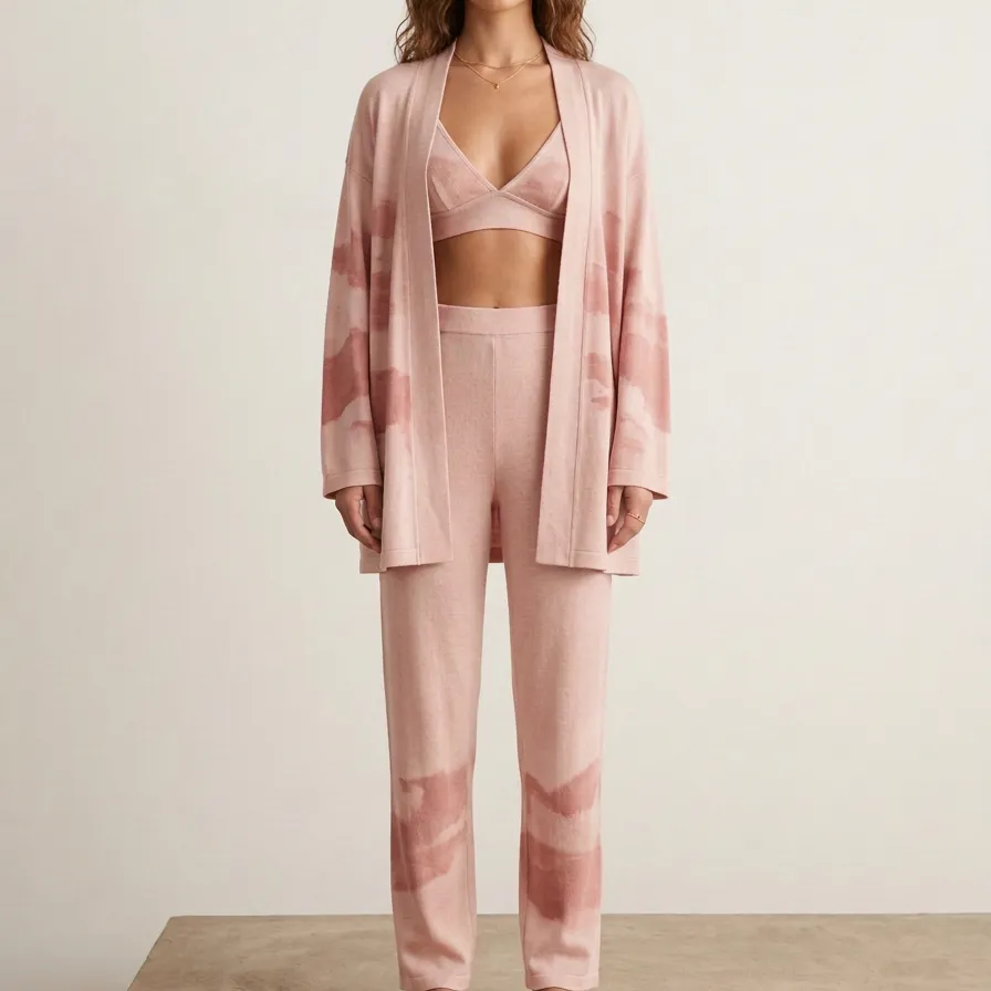 Tie Dye Open Front Cardigan Lounge Set
