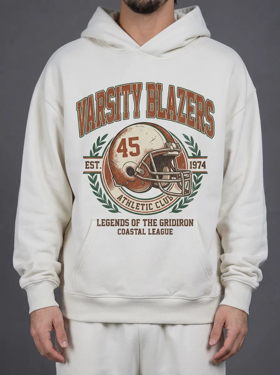 Men's Varsity Blazers Football Helmet Printed Hoodie
