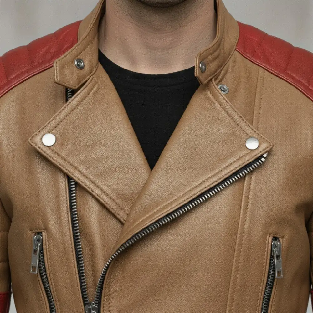 Vintage Inspired Leather Biker Motorcycle Jacket