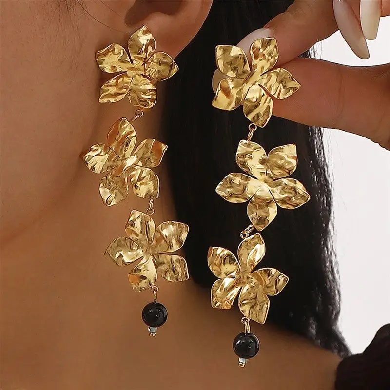 Floral Stainless-Steel Statement Earrings