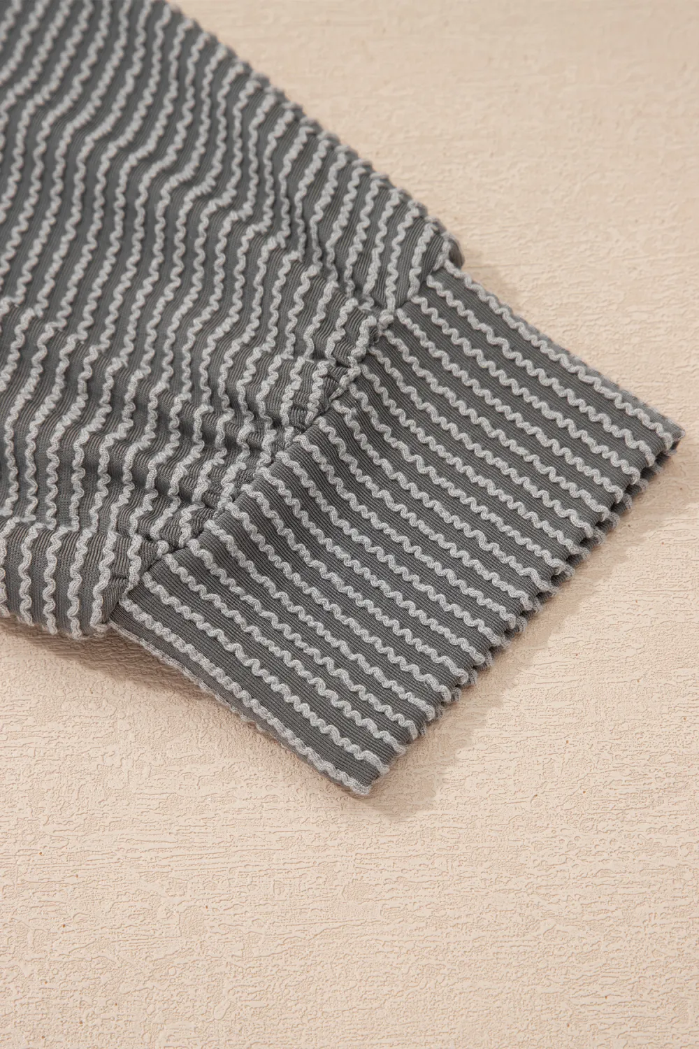 White Spiral Ribbed Raw Seam Top