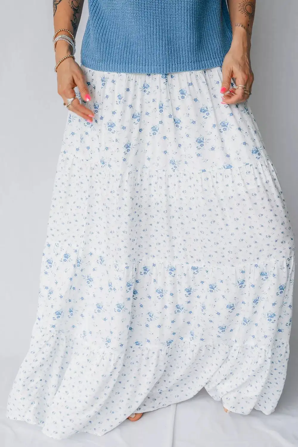 Flexible Draped Printed Skirt