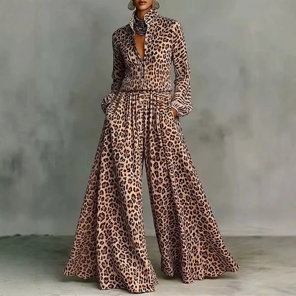 Wide-Leg Long-Sleeve Women's Matching Set