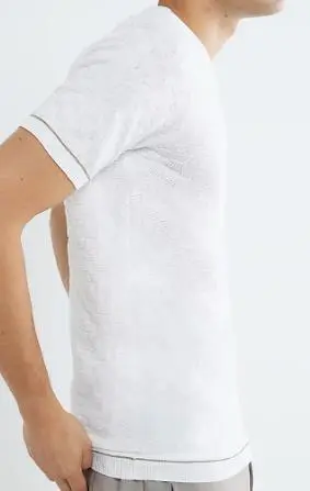 Men's White Slim Fit Checkerboard T-Shirt