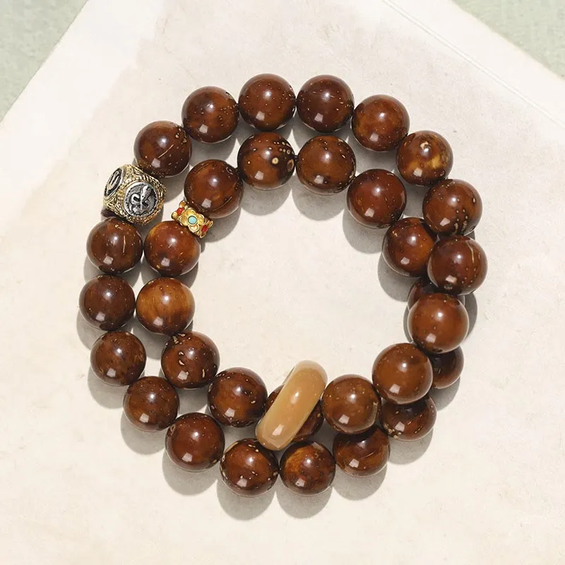 Natural Rat Bodhi Seed Double Wrap Bracelet