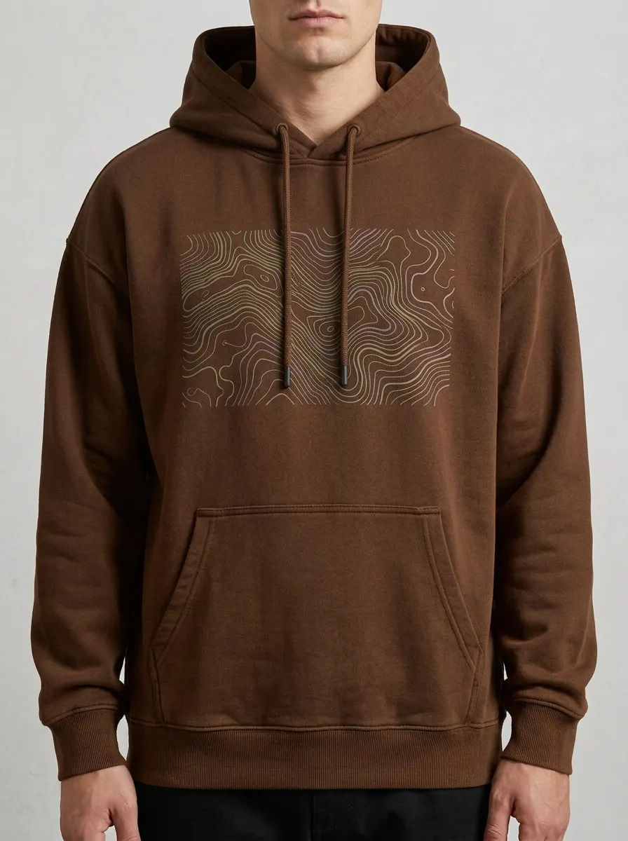 Men's Everyday Outdoor Hiking Topographic Map Print Hoodie