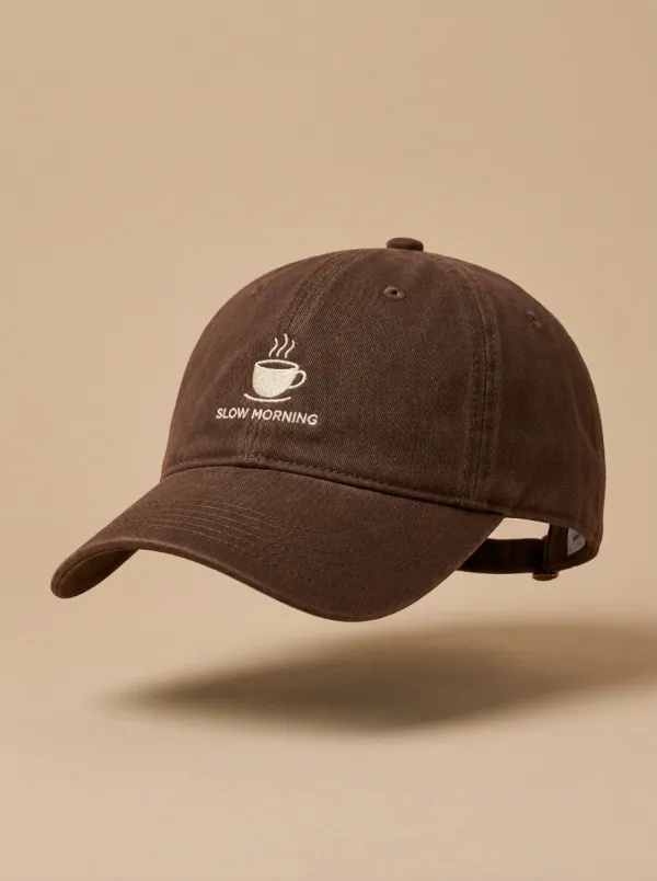 Modern Profile Coffee-Lover Slow-Morning Embroidered Unisex Baseball Cap